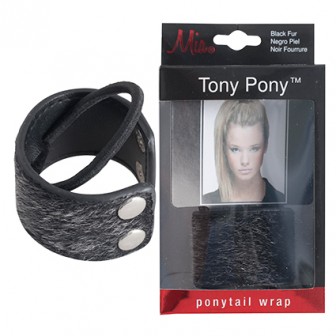 Mia Tony Pony Ponytail Hair Wrap - Black Faux Fur