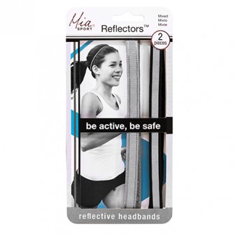 Mia Sport Reflector Headbands - Grey & Black