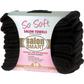 Salon Smart So Soft Black Microfibre Towels 10 pc