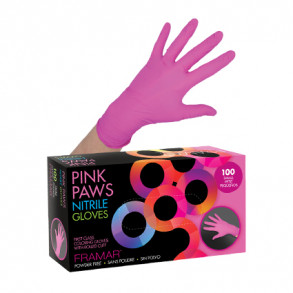 Framar Pink Paws Nitrile Gloves - Small