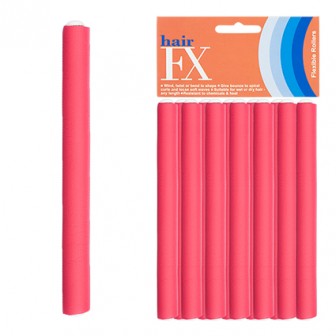 Hair FX Flexible Rod Short Red 12pc