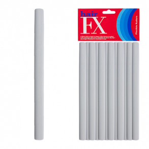 Hair FX Flexible Rod Long Grey 12pc