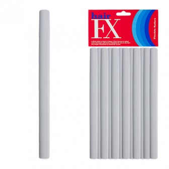 Hair FX Flexible Rod Long Grey 12pc
