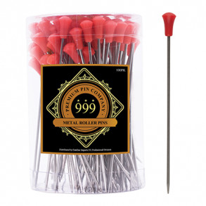 Premium Pin Company 999 Long Metal Roller Pins Red - 602, 100pc