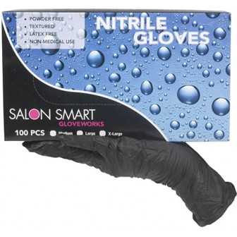 Salon Smart Gloveworks Black Nitrile Gloves, Small 100pk