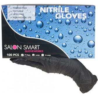 Salon Smart Gloveworks Black Nitrile Gloves, Medium 100pk