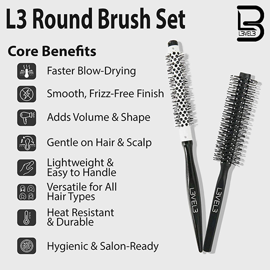 L3VEL3 Round Brush Set 2pc