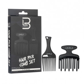 L3VEL3 Hair Pick Comb Set 2pc