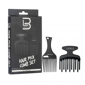L3VEL3 Hair Pick Comb Set 2pc